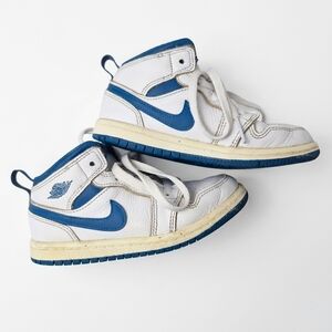 Nike Air Jordan 1 Mid Toddler Shoes Size 10C White Industrial Blue FN7537-141